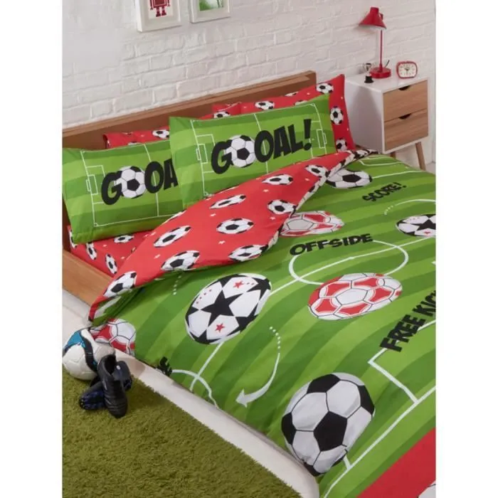 Ensemble de literie - Rapport - Football Rouge - 200x200 cm - Easycare - Enfant-0