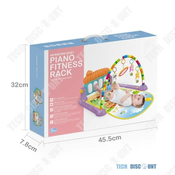 TD® tapis aire d'éveil Support musical bébé fille garçon chansons jouets jardin enchanté naissance piano miroir suspendu haute quali-3