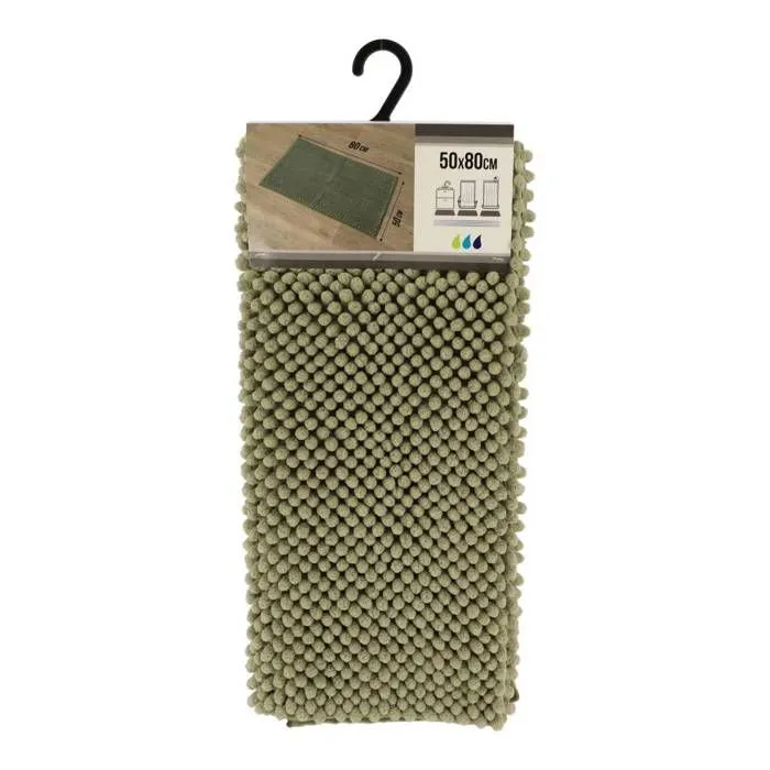TENDANCE - Tapis de salle de bain Vert sauge en Microfibre Boules 50 x 80 cm Vert Sauge-0