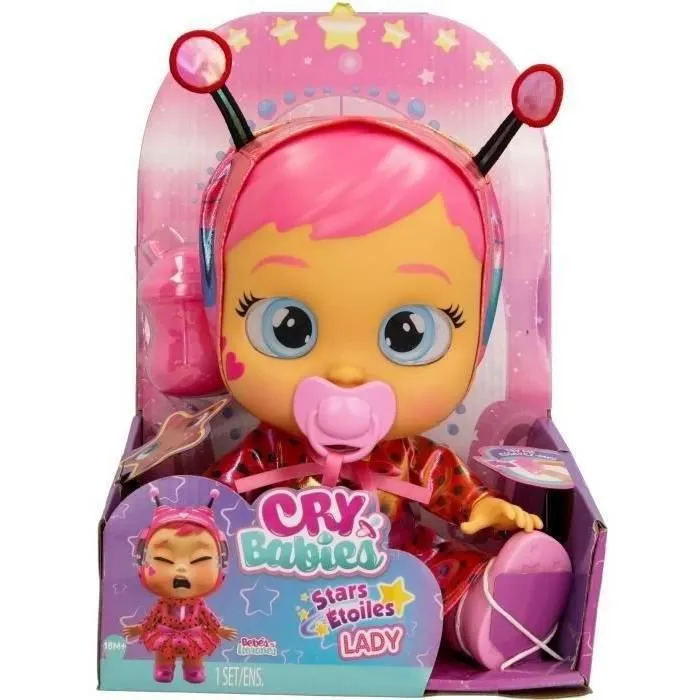 Poupon Cry Babies Stars - Lady - IMC TOYS - 911383 - 30cm - Etoiles LED - Fonctions de pleurs - Rose-0