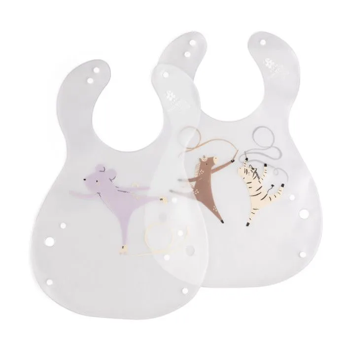 Bavoirs bébé Sebra - Teeny Toes - 2pcs - Plastique souple - Blanc-0