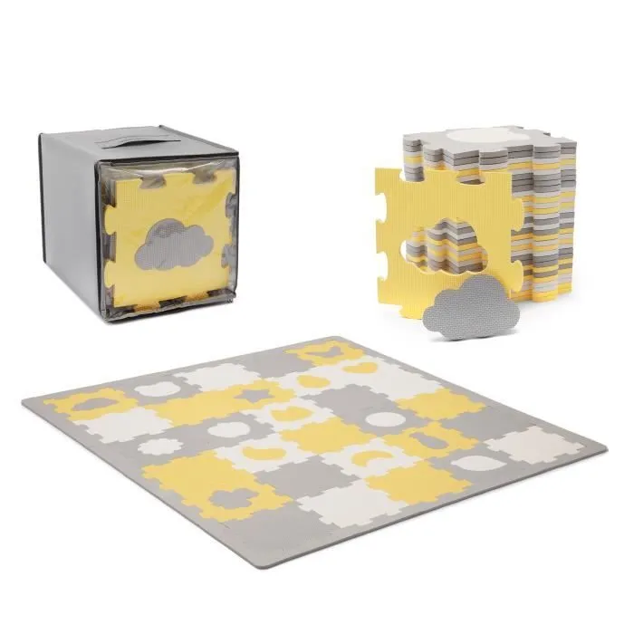 Tapis mousse puzzle 3D LUNO SHAPES - KINDERKRAFT - Jaune - Mixte - 165 x 185 cm-0