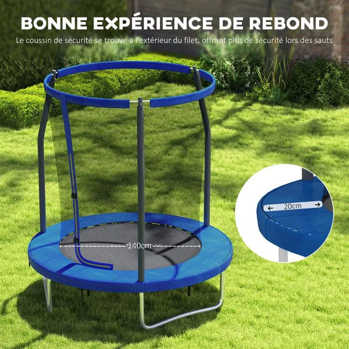 Trampoline pour enfant - trampolines de jardin - SPORTNOW - diamètre 183 cm - avec filet de sécurité - structure en acier - bleu-5