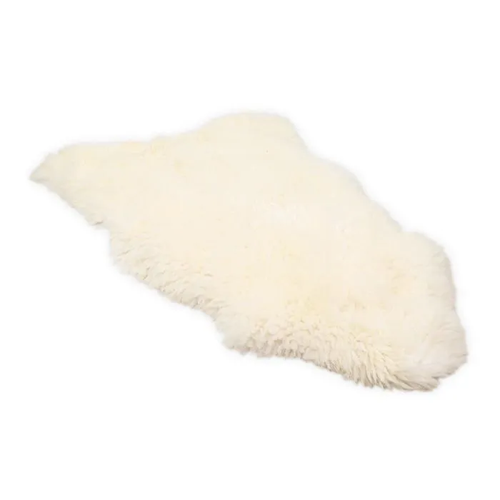 Tapis fourrure naturel Longueur: 130 - 140 cm - peau de mouton descente de lit - pour poussette bébé décorative Blanc-0