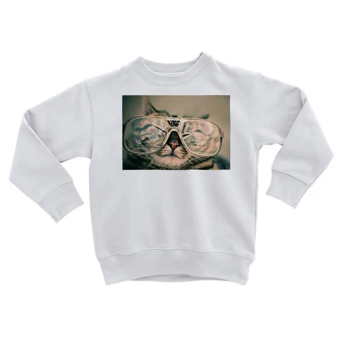 Sweatshirt Enfant Chat Tigre A Lunette Photo Drole Mignon-0