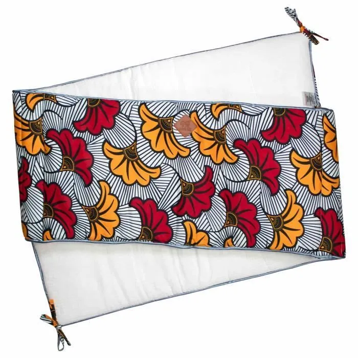 Tour de lit universel Wax Fleurs de Mariage - SEVIRA KIDS - Rouge - Pour lit bébé de 60 x 120 cm ou 70 x 140 cm-0