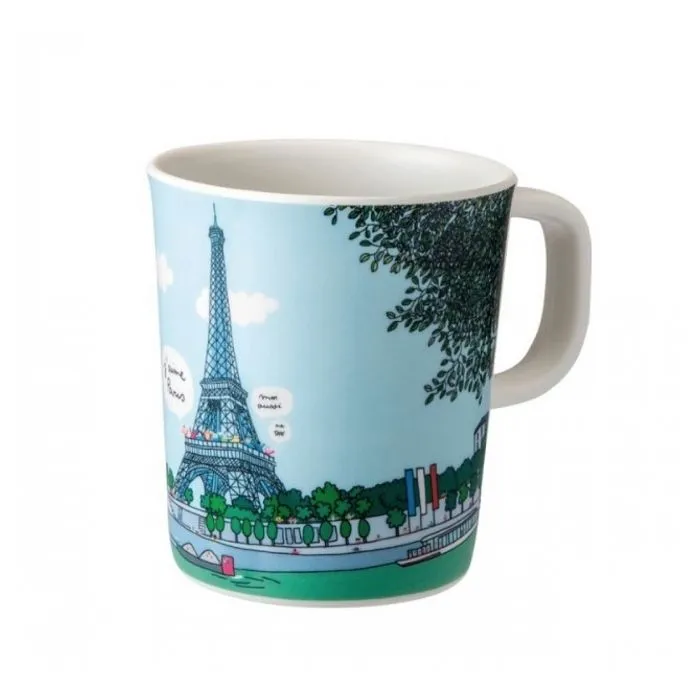 Gobelet Motif Tour Eiffel Multicolore - Petit Jour Paris - SB912G - Puériculture - Bleu - Mixte - 12x7x11cm-0