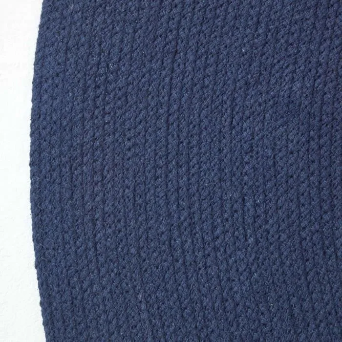 Tapis rond tissé à plat en coton Bleu Marine, 150 cm-2
