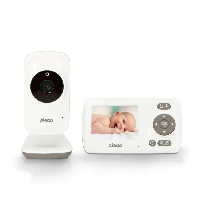 Alecto DVM-71 - Babyphone avec caméra et écran couleur 2.4", blanc/taupe-3