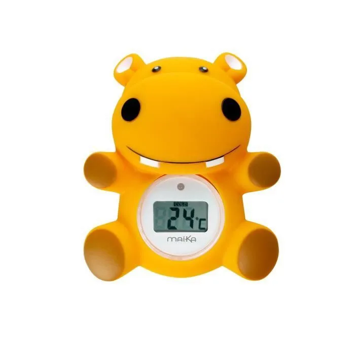 Maïka Thermomètre de bain Hippo orange, large écran digital-0
