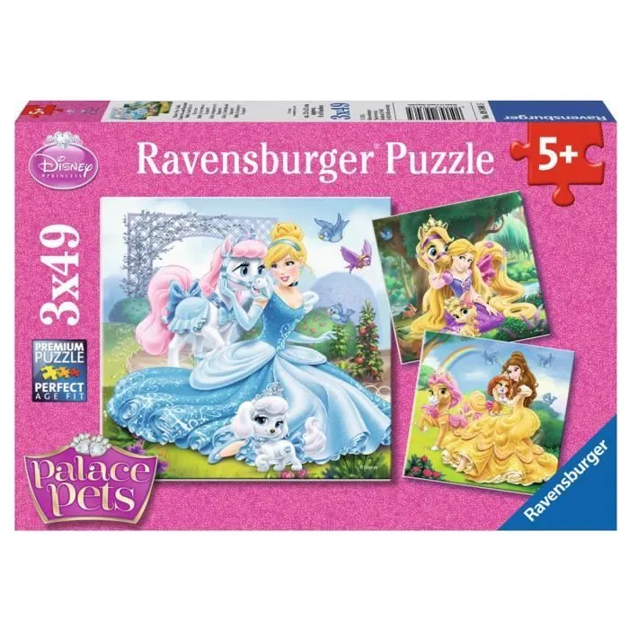 Puzzle 3 x 49 pièces : Princesses Disney : Belle, Cendrillon et Raiponce-0