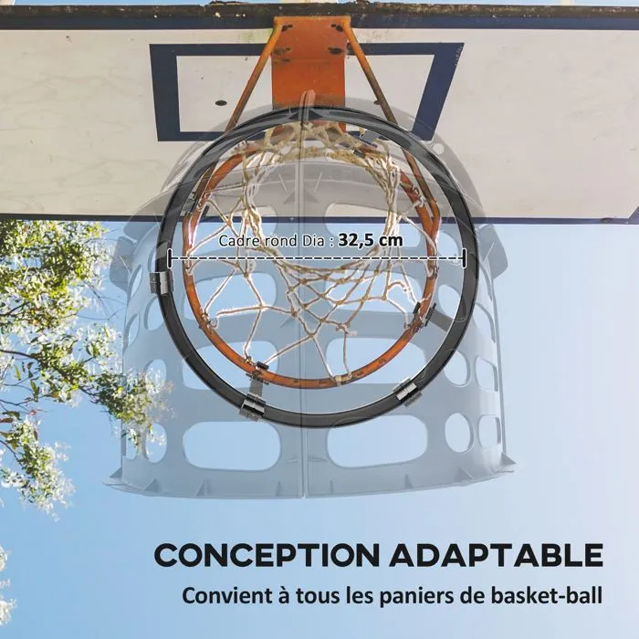 Retour de ballon de basket-ball - SPORTNOW - rotation à 360° - hauteur réglable - avec crochets détachables - noir-4