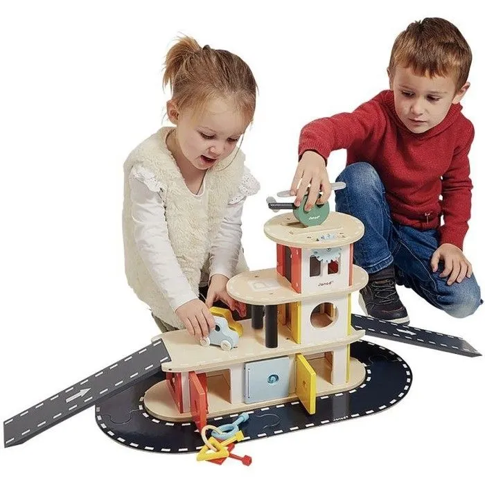 Garage en Bois Bolid - Janod - Véhicules et Circuit Voiture - Dès 2 ans-4