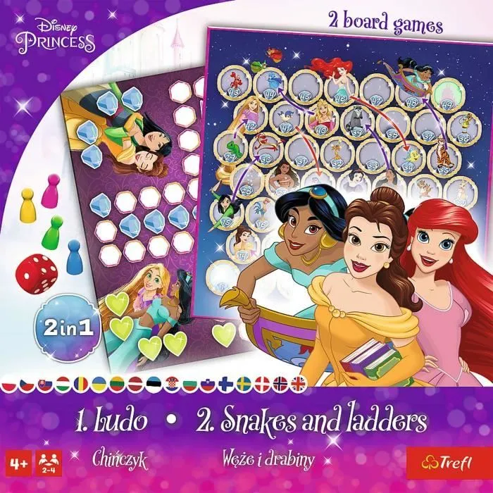 Jeu 2in1 Chinois Serpents et échelles Disney Princesses Trefl-1