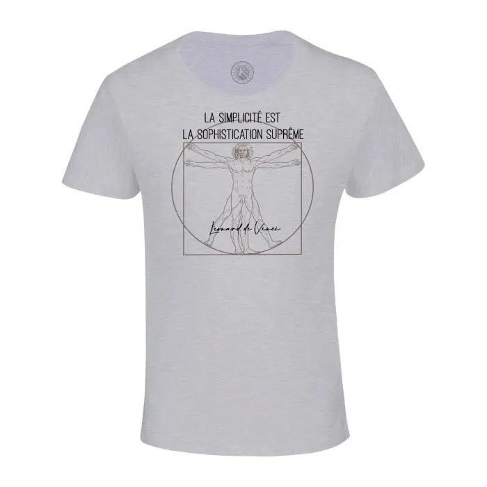 T-shirt Enfant Gris La Simplicité est La Sophistication Suprême Citation Inspiration Peintre De Vinci-0