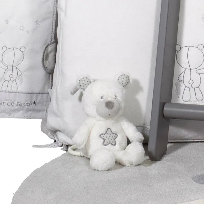Peluche Mini Musical Ours en velours blanc - Céleste - 15 x 22 x 15cm - Bébé - Intérieur-1
