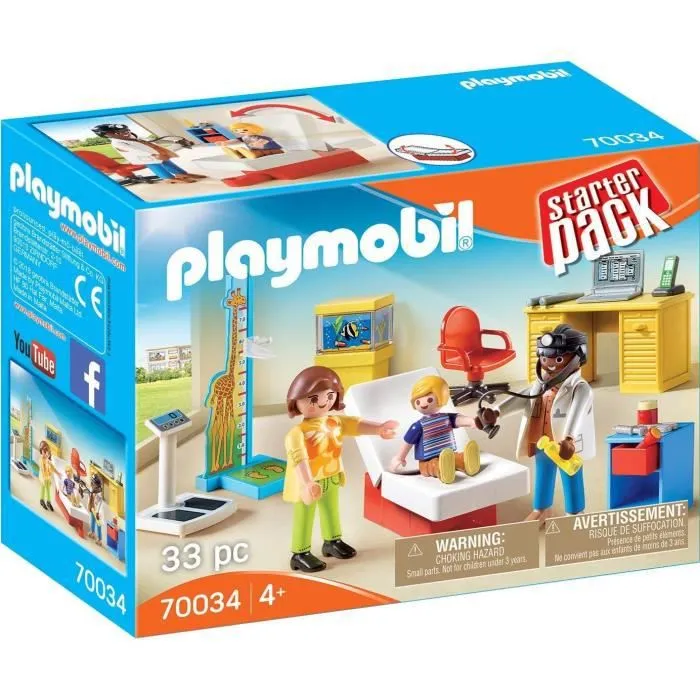 PLAYMOBIL - City Life - Cabinet de pédiatre - 3 personnages - Accessoires inclus-0