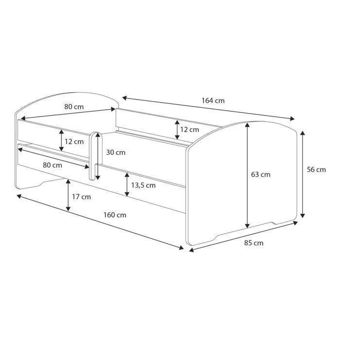 Lit enfant "football" avec tiroir, matelas et barrière de protection taille 160x80-2