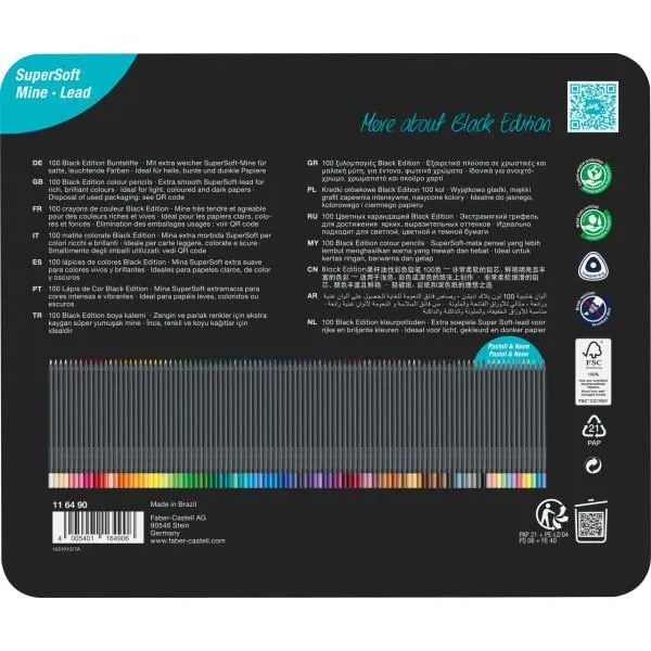 Crayons de couleurs - Coloriage - Faber-Castell - Black Edition - Boite 100 couleurs-2