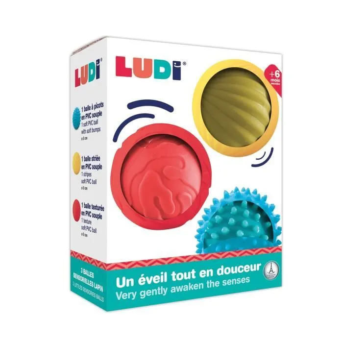 LUDI - Coffret de 3 balles sensorielles souples et faciles à agripper pour bébé dès 6 mois-3