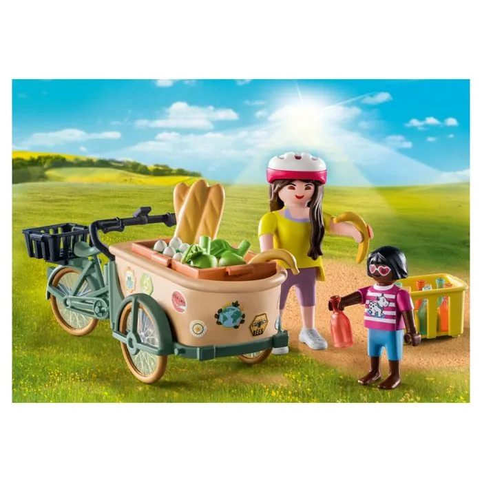 PLAYMOBIL - Cycliste avec vélo et remorque avant - Ferme - Jouet pour enfant de 4 ans et plus-2