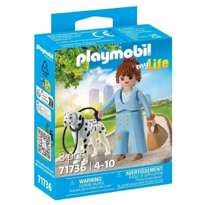 PLAYMOBIL 71736 Femme d’affaire avec sac à main et son Dalmatien, My Life, 8 pièces, Dès 4 ans-0