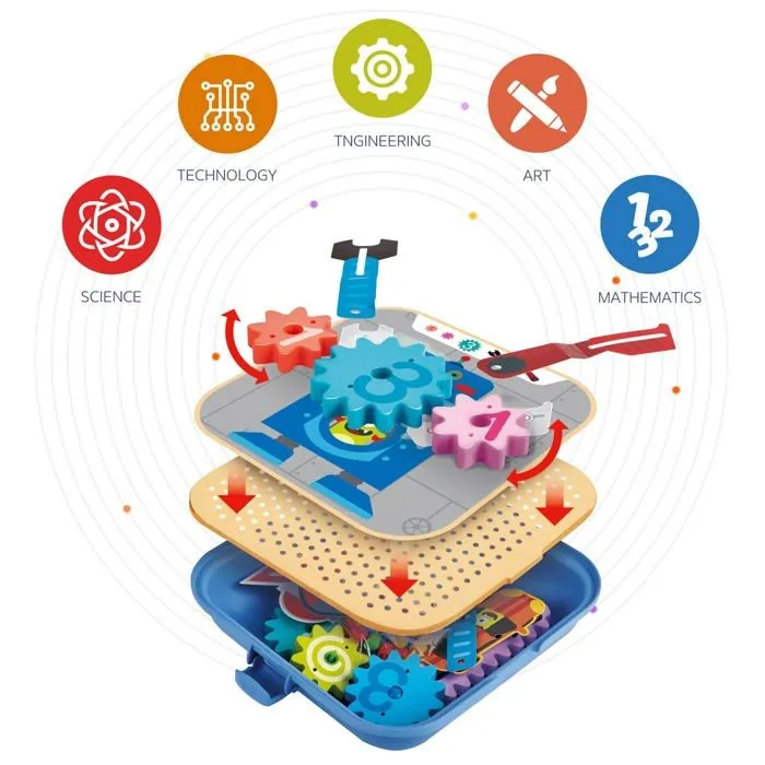 Hape - E1065 - Jeu d'Engrenages et de Construction, , Multicolore, Medium-1
