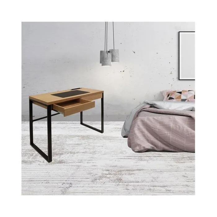 Bureau - 100 x 50,3 x 74 cm - Bois et métal noir-0