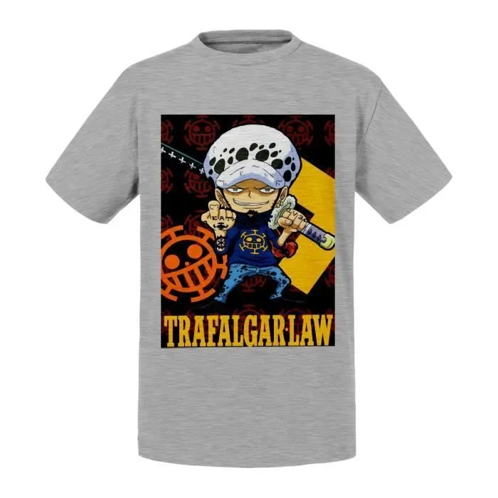 T-shirt Enfant Gris One Piece Manga Trafalgar Law Mini Anime-0