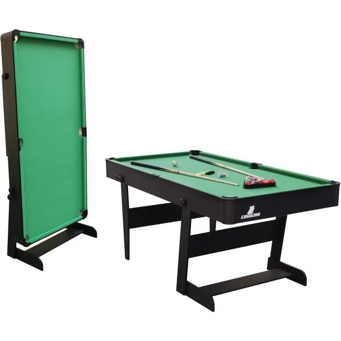 Table de Billard pliable 6ft Cougar Hustle XL - Noir/Vert - Accessoires inclus-0