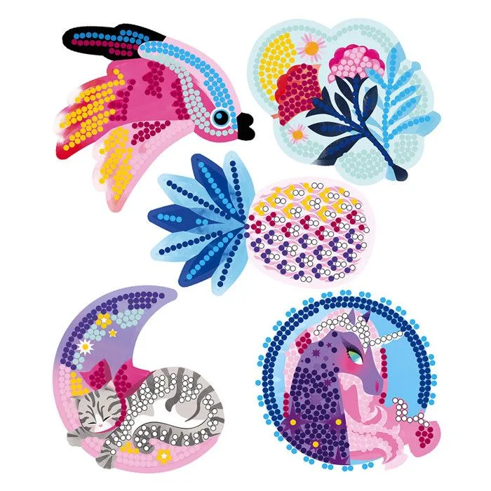 Kit Créatif Pixel Art Strass Jolies Décos - JANOD - Enfant 7 ans - Rose-1