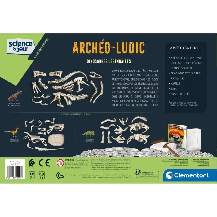 Clementoni - Science & Jeu - Archéo Ludic - Jeu de paléontologie - Dinosaures légendaires-4