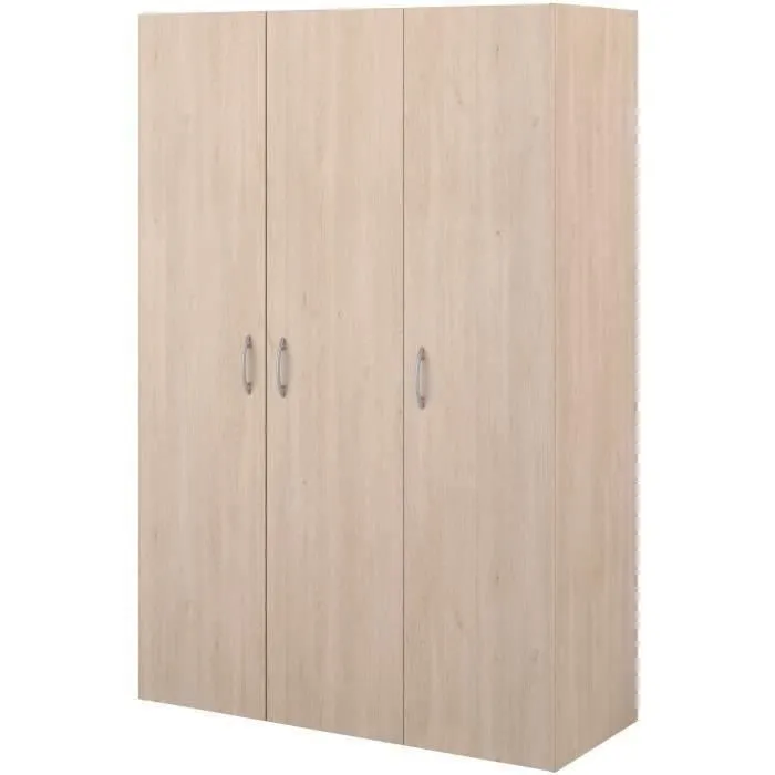 Armoire - EASY LIFE - Décor Chêne clair - 3 portes battantes - L120,2 x H180 x P49,7cm - PARISOT EASY LIFE-2