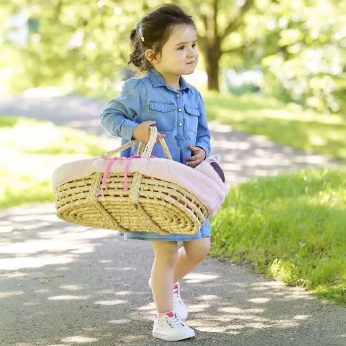 Accessoires poupons - COROLLE - Ensemble Couffin Peluche Rose - pour poupons 36 et 42 cm - dès 3 ans-4