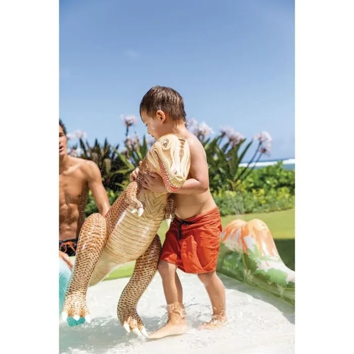 Aire de jeux gonflable - INTEX - Dino Aventure - 410 Litres - 2 ans+ - 201 x 201 x 36 cm - Inclus : 3 dinosaures, 2 cactus, volcan-1