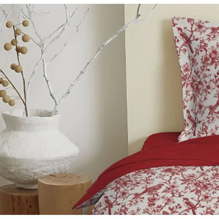 Parure de draps 3 pièces pour lit 90 x 190 cm Bérengère rouge-2