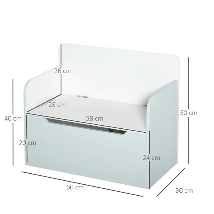 Coffre à jouets - HOMCOM - Banc de rangement en bois - Vérin pneumatique - Blanc-3