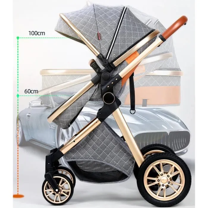 Poussette 3 en 1 Bébé Combinée Siège-auto + Nacelle Réversible Réglable-1