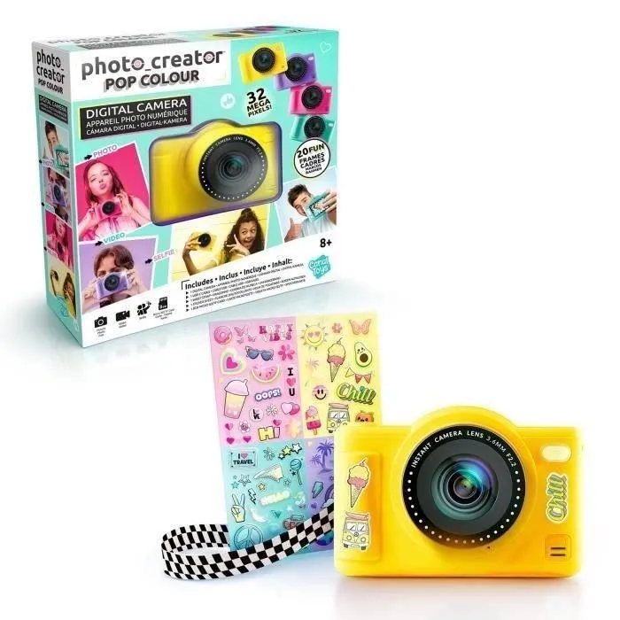 Canal Toys - Photo Creator -Appareil Photo Numérique Pop Couleur Jaune- Avec carte SD 8Go incluse - CLK 040-0