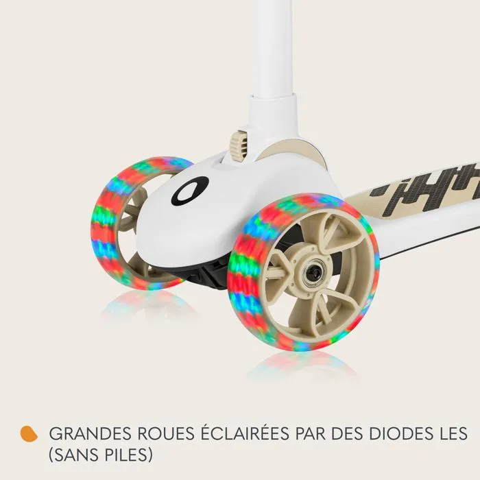 Draisienne trottinette enfant evolutive LIONELO Franky - Grandes roues éclairées - Jusqu’à 50 kg - Avec panier - Beige-3