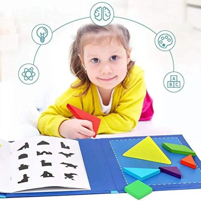 Jeu de casse-tête magnétique Tangram KX5PI pour adultes - 7 pièces - Multicolore-1