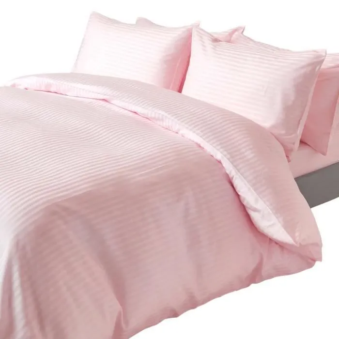 Housse de couette et taies d'oreiller unies coton égyptien 330 fils Rose 230 x 220 cm-0