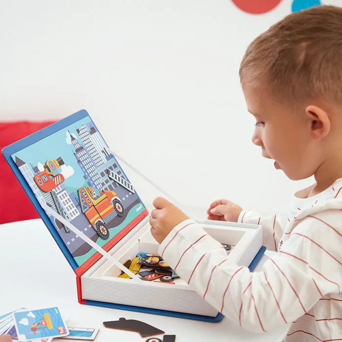 Magnéti'Book Pompiers - Jeu Educatif Magnétique 60 Aimants + 18 Modèles - Jouet Enfant en Carton FSC - Dès 3 Ans-1