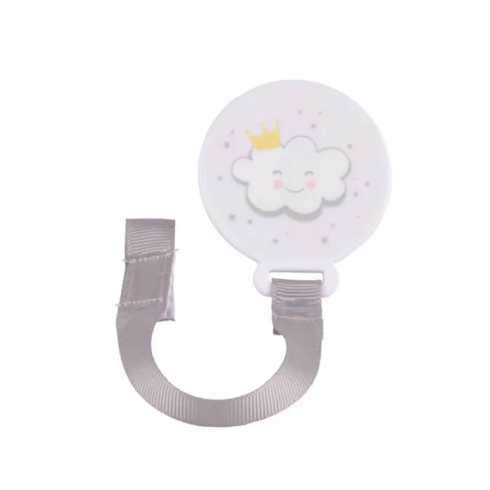 Attache Sucette Universelle "nuage" Blanc & Gris-0