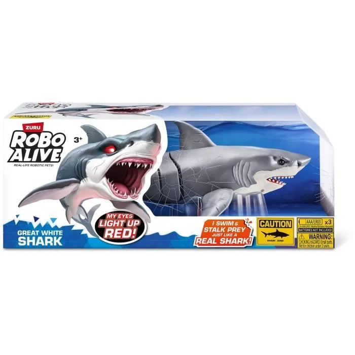 Jouet Interactif - ZURU - Shark Attack Robo Alive - Grand requin blanc avec mouvements réalistes et yeux brillants-1