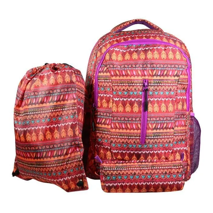 BAGTROTTER Set de sac à dos, sac gym et trousse Bagtrotter Rouge Attrape-rêve-0