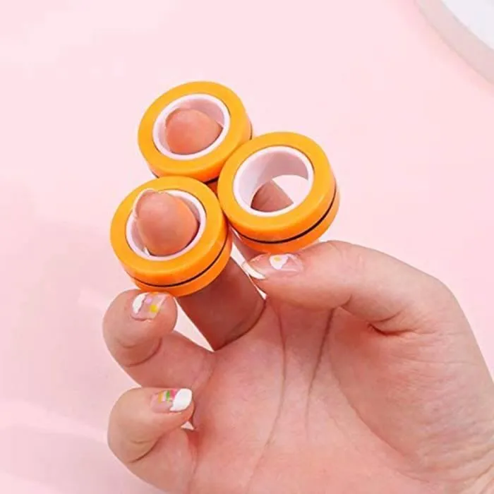 Jeu anti-stress Rolling Fingers Orange - SHOP-STORY - Anneaux magnétiques pour la concentration et la créativité-3
