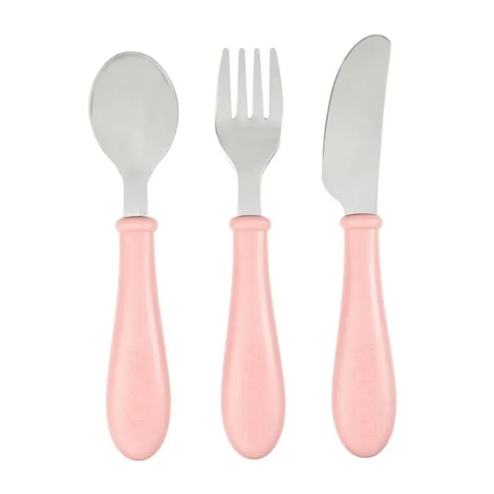 BEABA, Set de 3 couverts inox old pink-1