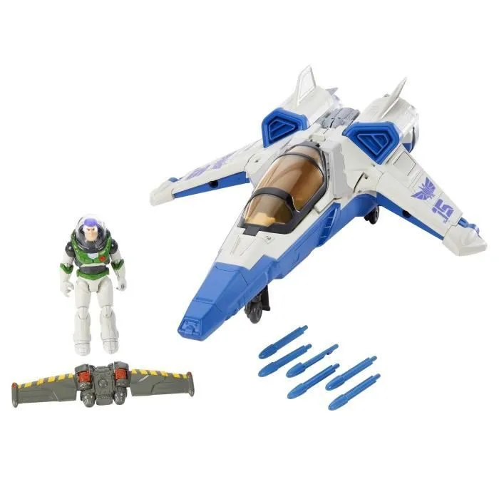 Figurine Buzz l'Éclair - Vaisseau XL-15 - Lightyear - Lance-projectiles - Jetpack - Figurine incluse HHJ56-2