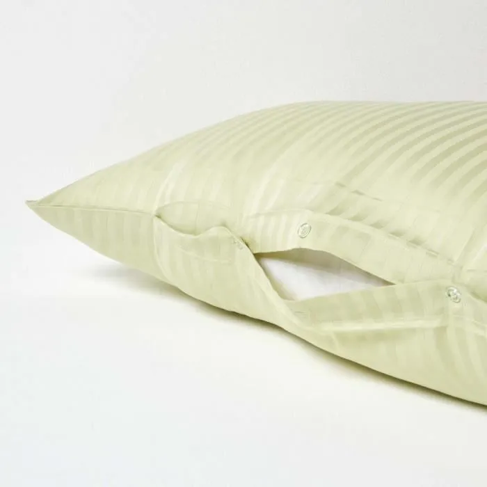 Taie d'oreiller spécial oreiller cervical en coton égyptien 330 fils Forme V vert sauge-2